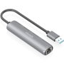 Aisens USB-A Docking Station con Ethernet Gigabit y 3 puertos USB-A, Gris